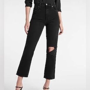 Express Modern Straight High Rise Black Jeans